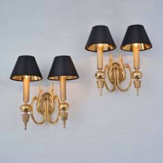 Sciolari wall lights gilt brass Neoclassical, a pair, 1970`s ca, Italian